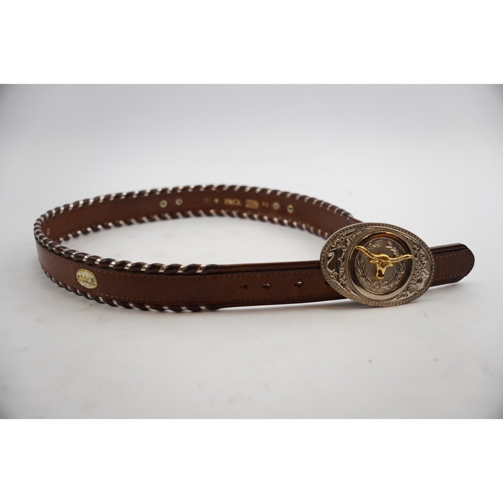 PRCA Leather Belt Size 36 Pro Rodeo Cowboy Woven Concho w/Buckle